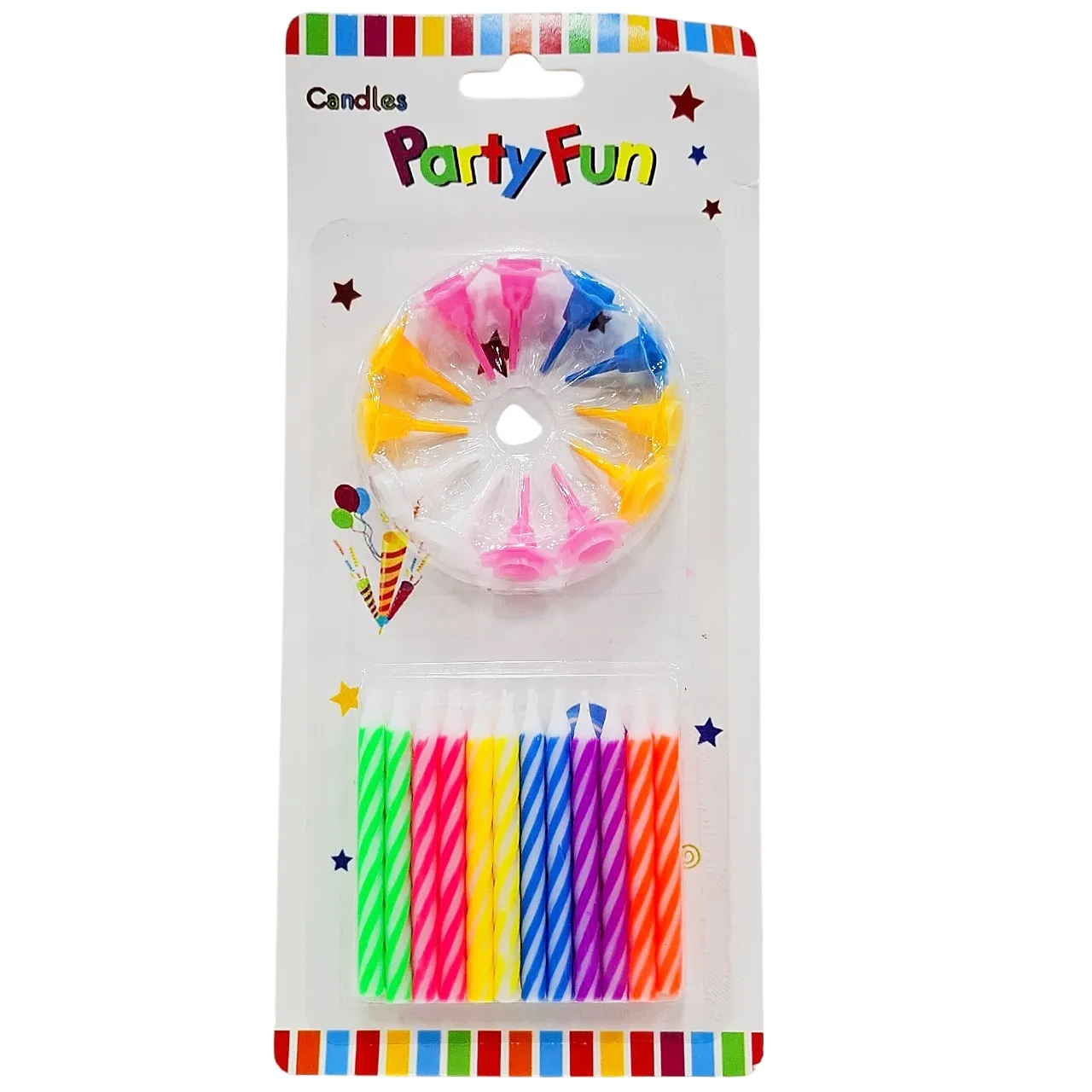 Birthday Candles with Holders – Colorful Spiral Cake Candles, 24 Pcs