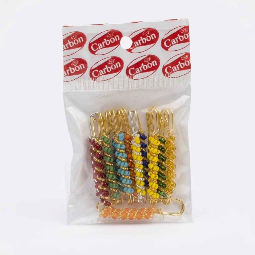 Carbon Beaded Safety Pins Packaging