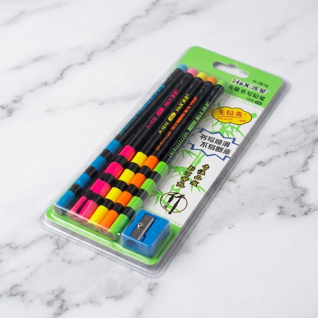 Colorful HB Pencils Pack with Sharpener
