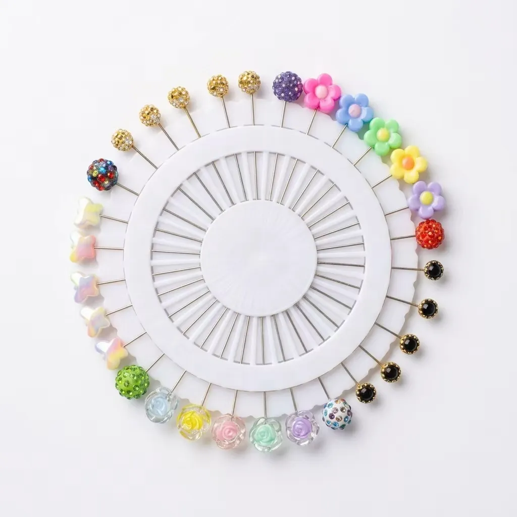 Decorative pins wheel on lace fabric
