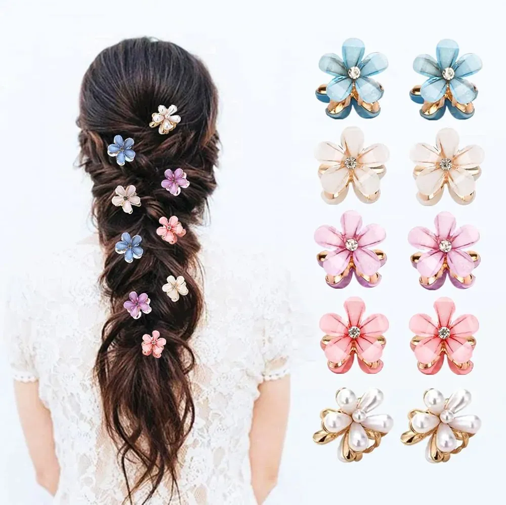 Flower claw clips closeup four angles