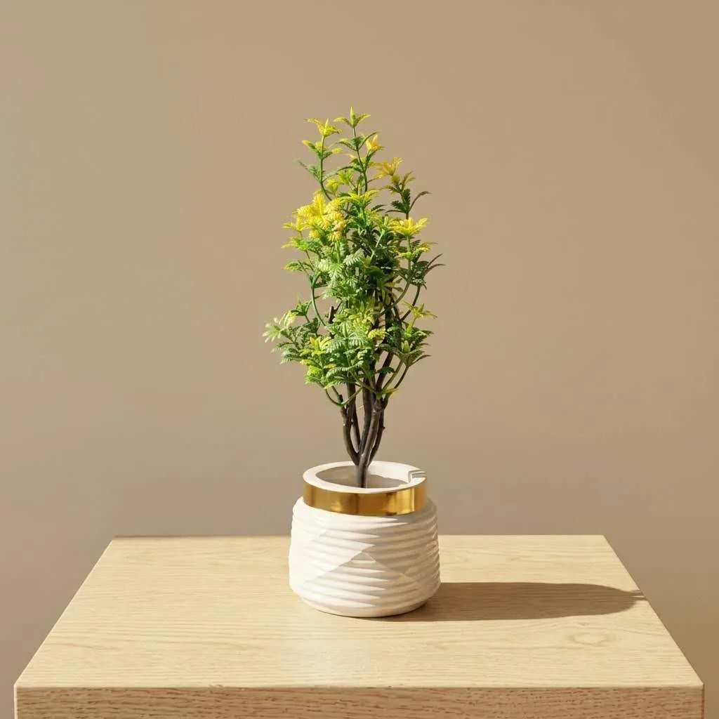 Mini artificial plant placed on desk decor set