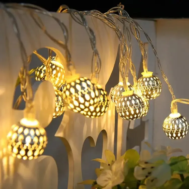 Moroccan globe lights hanging outdoor wall