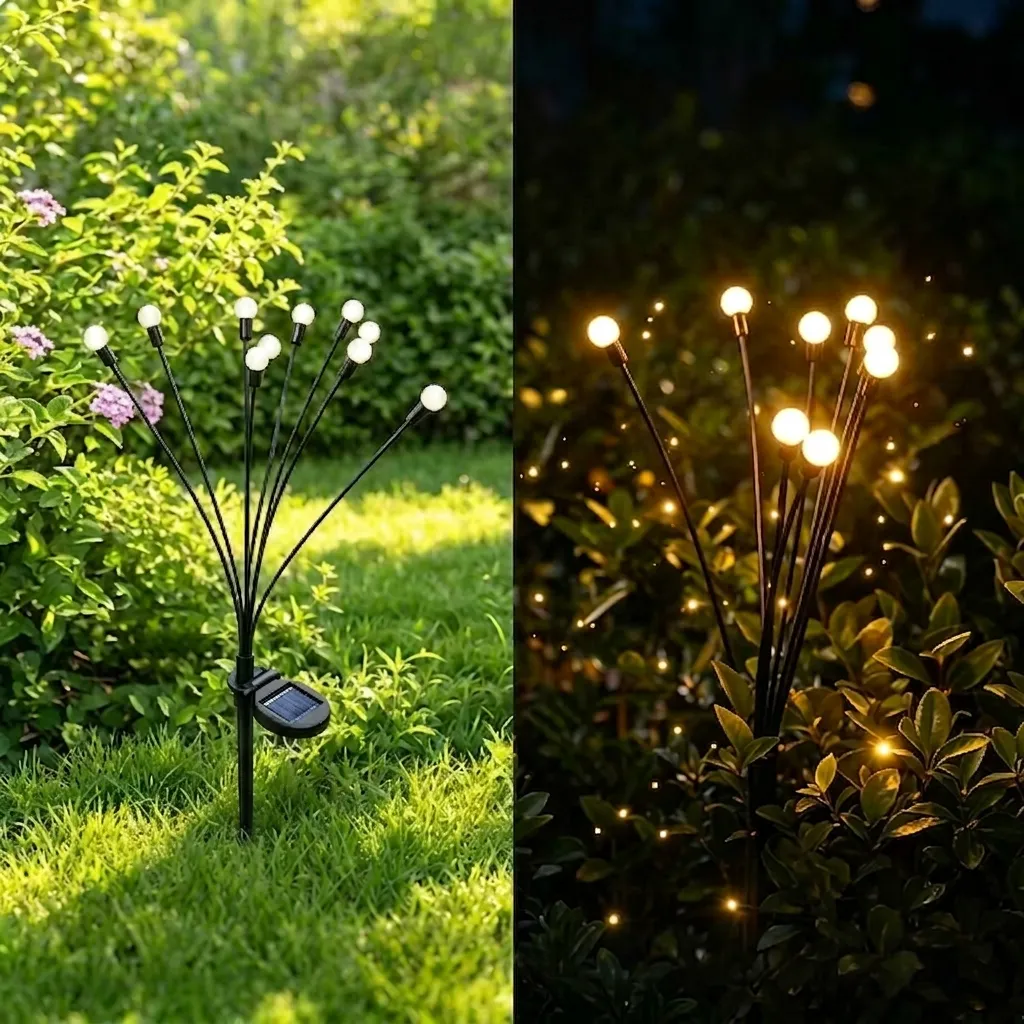 Solar garden light on window sill