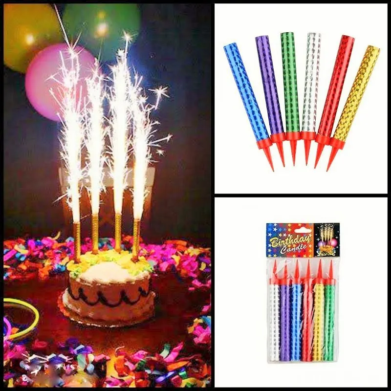 Sparkler Candles Lit On Birthday Cake