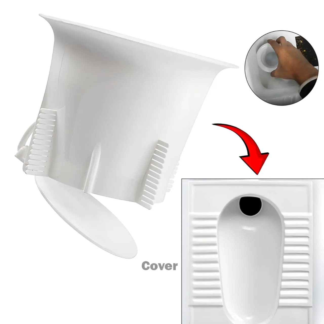 Splash guard fitted in floor toilet
