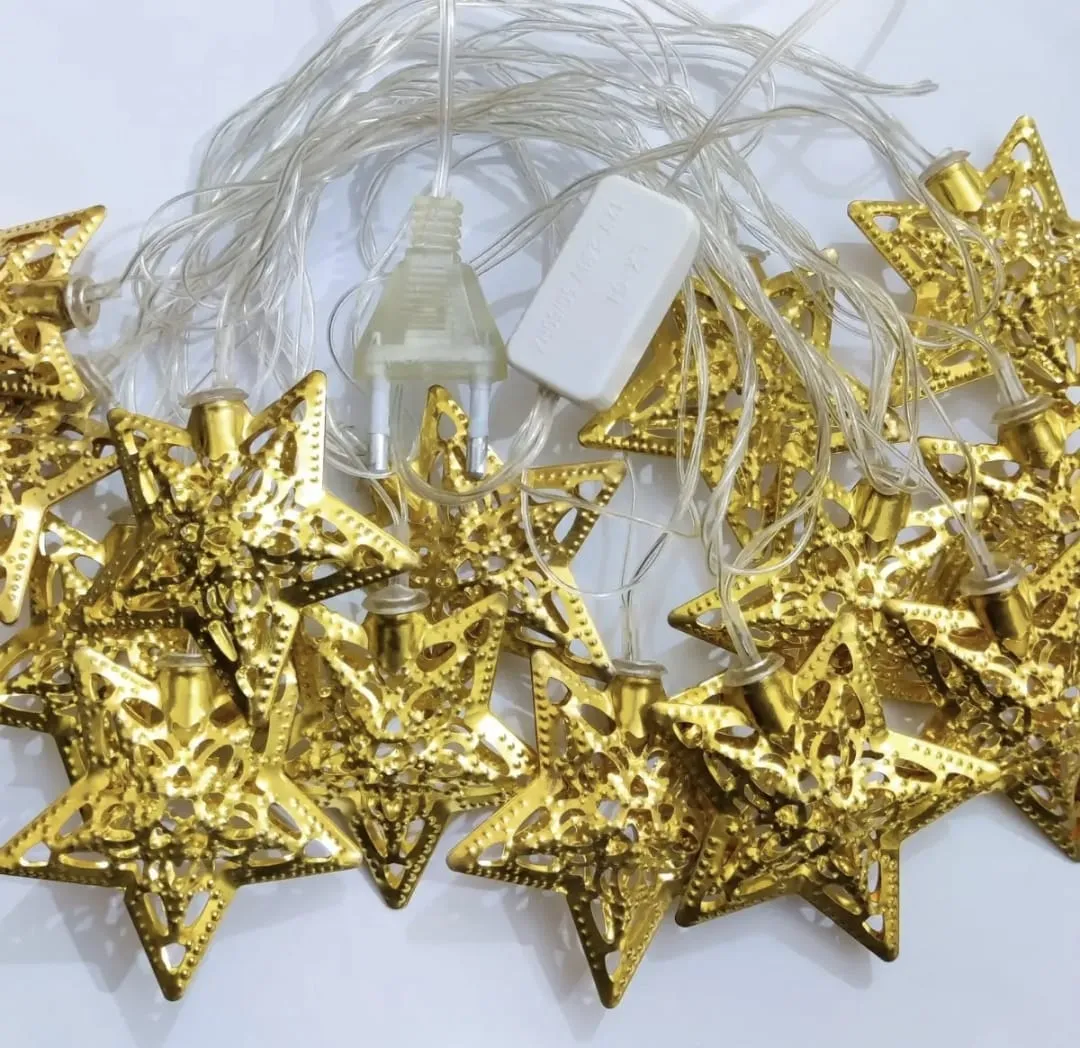 Star fairy lights in flower vase